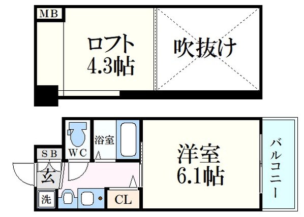 春日野道駅 徒歩1分 5階の物件間取画像